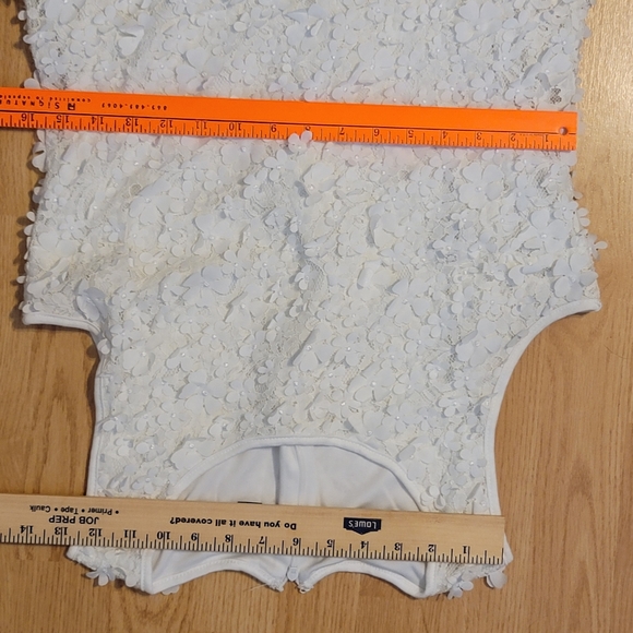 Nina Leonard Sz XL White Lacy Floral Embellished Stretch Dress. - Picture 15 of 16